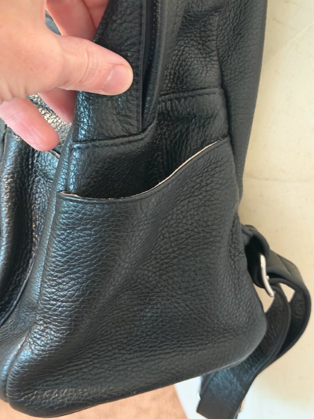 Valentino by Mario Valentino Black Pebbled Leather Backpack - Picture 8 of 12